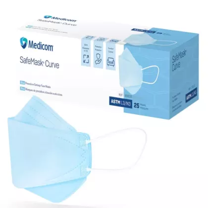 Medicom SafeMask Curve Earloop Face Mask Level 3, 25/box