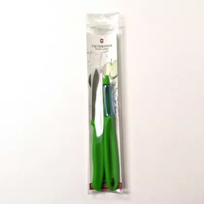 Victorinox Paring Knife & Peeler Set, Green Handle(7.6075.4-X1)