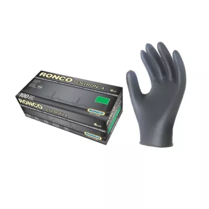 Ronco Sentron 4 Black Nitrile Powder Free Gloves, 100/box