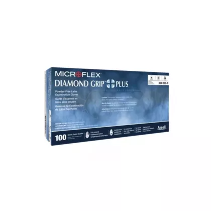 Ansell MicroFlex Diamond Grip Plus Latex Powder Free Gloves Large, 100/box (VMANS-DGP-350-L)