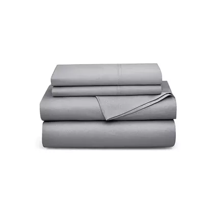 HealthGuard Twin Size 300 Thread Count Bamboo Cotton Sheet Set  -Medium Grey