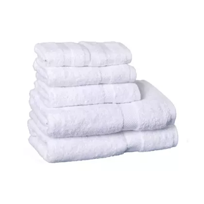 Airbnb Luxury Bath Towel Set 100% Combed Egyptian Cotton. Dobby Border White