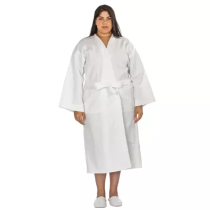 Merit Collection 100% Cotton Waffle Bathrobe 300 GSM - White - One Size