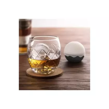 Final Touch 8 Oz Hand Etched On The Rocks Glass with Ice Ball Mould