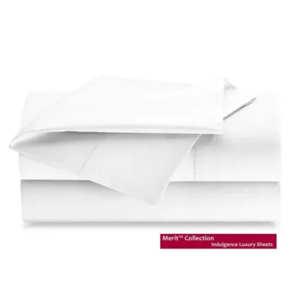 Merit Collection™ Luxury T300 60/40 Cotton/Polyester Sateen Finished Fitted Sheets White