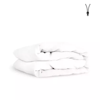 Merit Collectionâ„¢ 300 Thread Count Sateen Duvet Cover,60/40 Cotton/Polyester,White, ZIPPER On Side