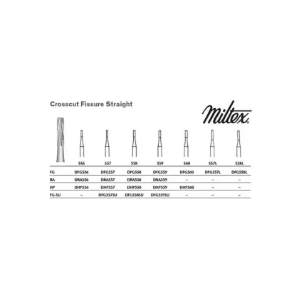 Miltex Carbide Bur, FG #557 Crosscut Fissure Straight 10/pack (VMMILTDFG557)
