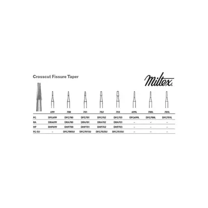 Miltex Carbide Surgical Bur, FG #703 Crosscut Fissure Tapered 10/pack (VMMILTDFG703SU)