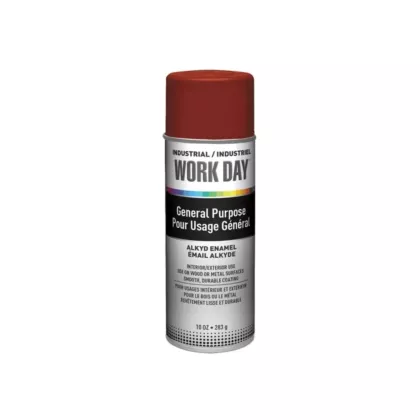 Work Day Industrial Enamel Paint - Primer, Aerosol Can, Red, 16 oz., 10 oz., Very Flat (A04419007)