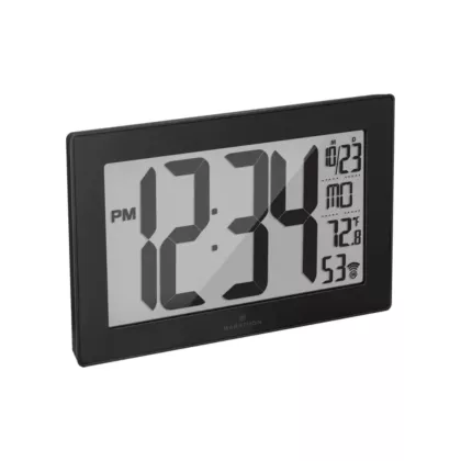 Marathon Self-Setting & Self-Adjusting Wall Clock with Stand, Battery Operated, Wall, Digital (CL030068-BK-BS-NA)