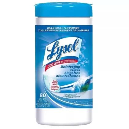 Lysol Disinfecting Wipes, 80/Can. Spring Waterfall