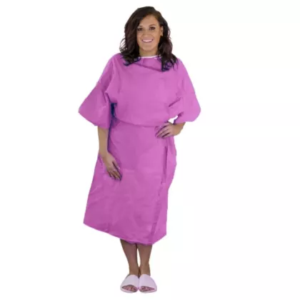 Gold + Cross™ Pink Patient Gown | 65/35 Cotton/Polyester Blend