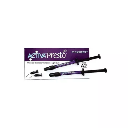 Pulpdent (PULP-VPF1BW) Activa Presto Universal Stackable Composite BW Shade, 2 x 2.12 mL Syringes + 20 Tips