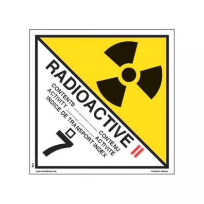 Incom Top Tape & Label Category 2 Radioactive Materials TDG Shipping Labels