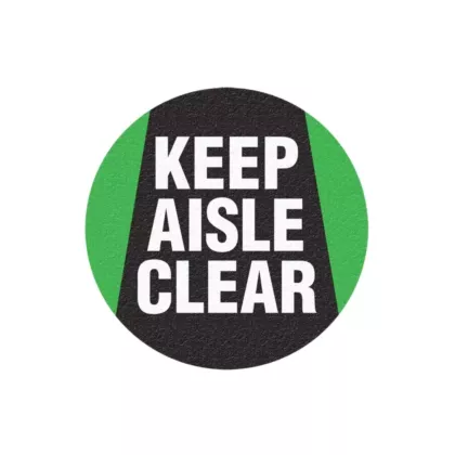 Incom Top Tape & Label Panneau de signalisation au sol « Keep Aisle Clear », Plat, Anglais avec pictogramme, Vinyle, Adhésif (FS1016V)