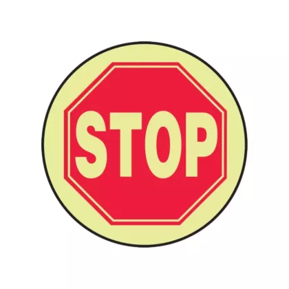 Accuform Signs Panneau de plancher « Stop » Lumi-Glow(MC), Plat, Anglais avec pictogramme, Vinyle, Adhésif (MFS765)
