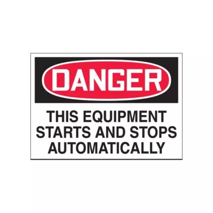 Accuform Signs Étiquette « Starts & Stops Automatically »