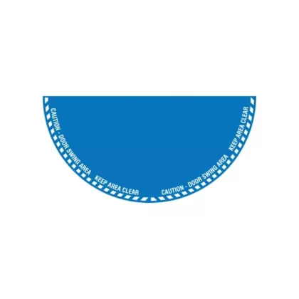 Accuform Signs Signalisation au sol «?Caution?» (attention) pour porte battante en demi-cercle, Plat, Anglais avec pictogramme, Vinyle, Adhésif (DFS200BU)