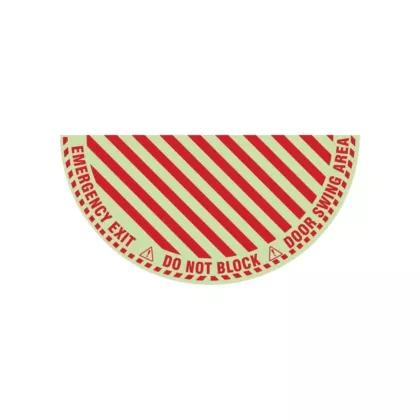 Accuform Signs Signalisation au sol «?Emergency Exit?» (sortie de secours) pour porte battante en demi-cercle, Plat, Anglais avec pictogramme, Vinyle, Adhésif (DFS201GL)