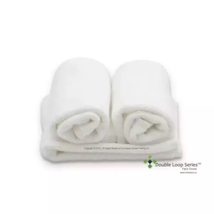 Merit Collection Double Loop Series 100% Combed Cotton Face Towel 12/Pack| Size 12x12 | White