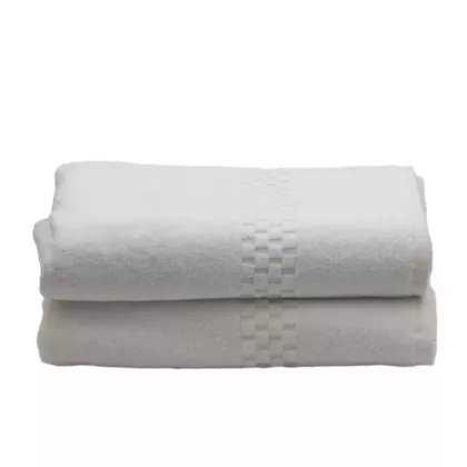 Jacquard 100% Combed Cotton Checkered Dobby Border Hand Towels 6/Pack | Size 16x32 | White