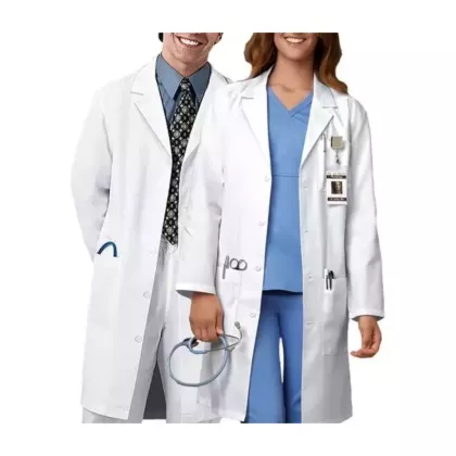 Gold + Cross™ Unisex Lab Coat, 3 pocket, Button 65/35 Cotton/Polyester White 2XS -3XL