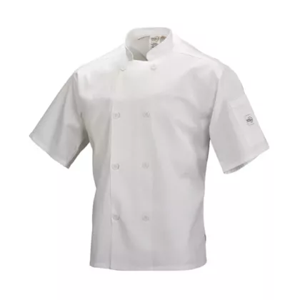 Mercer Culinary Short Sleeve Chef Jacket with Full Mesh Back, White, Small(M60019WHS)
