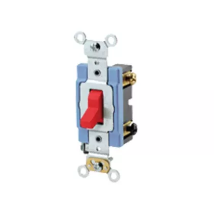 Leviton Interrupteur doux à borne arrière & latérale avec basculement tripolaire, Rouge, 120 V/277 V, Commutateur, Intensité non variable (1203-2R)
