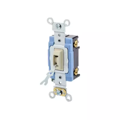 Leviton Interrupteur doux à borne arrière & latérale avec basculement tripolaire verrouillable, Ivoire, 120 V/277 V, Commutateur, Intensité non variable (1203-2IL)