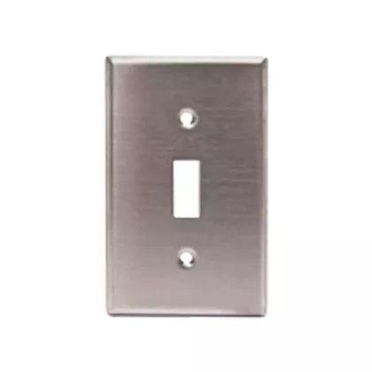 Leviton Plaque murale simple, Acier inoxydable, Bouton, 1 Nbre d'ouvertures, Acier inoxydable (84001-C)