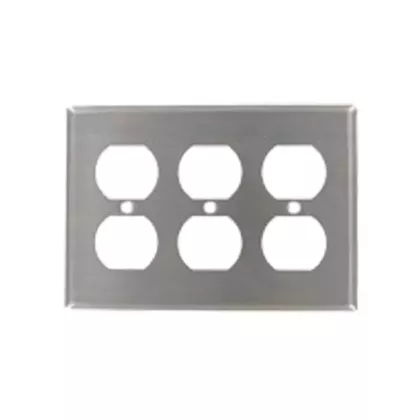 Leviton Plaque murale triple à torsade double, Acier inoxydable, Prise double, 3 Nbre d'ouvertures, Acier inoxydable (84030-40)