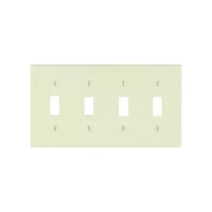 Leviton 4-Toggle Wallplate, Almond, Switch, 4 No. of Gangs, Plastic (78012)