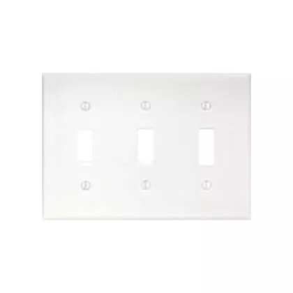 Leviton 3-Toggle Wallplate, White, Switch, 3 No. of Gangs, Plastic (88011)