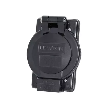 Leviton Flanged Cover, Black, Round, 1 No. of Gangs, Thermoplastic, Outdoor (WP2-EB)
