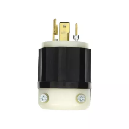 Leviton Industrial Grade Locking Plug, L20-30P, Nylon, 347 V/600 V, 30 Amps, Black and White (2771)